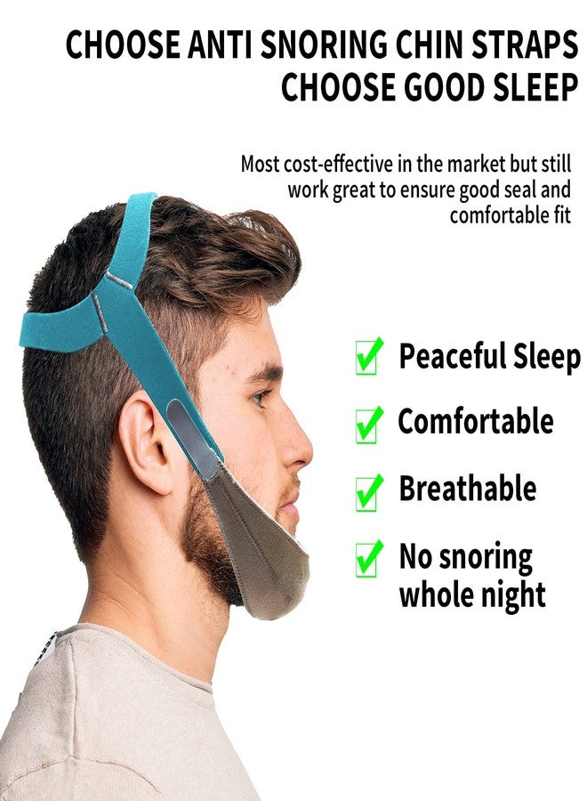Babyfond حزام ذقن مضاد للشخير للرجال والنساء، حزام ذقن مريح لمستخدمي جهاز التنفس CPAP، حزام ذقن قابل للتعديل لوقف الشخير، حل للشخير، أحزمة ذقن لإبقاء الفم مغلقًا أثناء النوم (أزرق) - Image 3